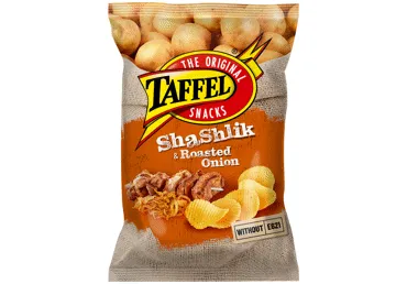 Bulvių traškučiai TAFFEL, svogūnų ir keptos mėsos skonio, 130 g