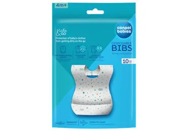 CANPOL BABIES vandeniui atsparūs vienkartiniai seilinukai su kišenėmis, 10 vnt., 1/800