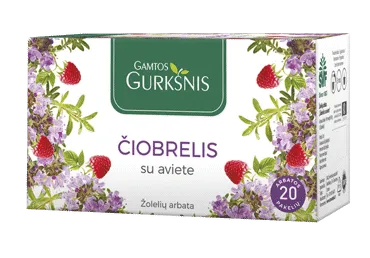 Čiobrelių su avietėmis arbata GAMTOS GURKŠNIS, 20 vnt.