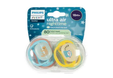 Čiulptukas Avent silikoninis nuo 18 mėn. N2 ''Ultra Air" Naktinis, SCF376/32