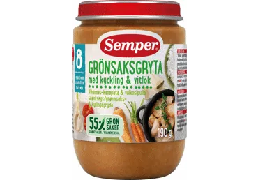 Daržovių ir vištienos troškinys SEMPER su česnakais, nuo 8 mėn., 190 g