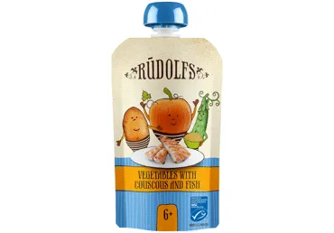 Biezenis RŪDOLFS BIO dārzeņiu kuskuss zivs 6+ 110g