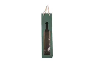 Dāvanu maisiņš pudelei zaļš 9x37x8,5cm