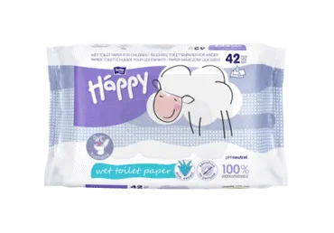 Drėgnas tualetinis popierius Sensitive HAPPY N42