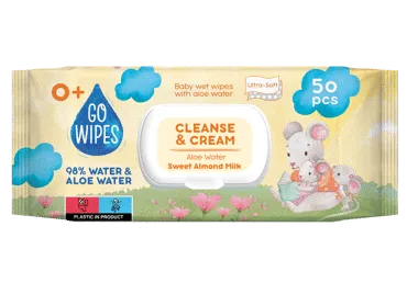 Drėgnos servetėlės GOWIPES GOWIPES Baby Cleanse&Cream, 50 vnt.