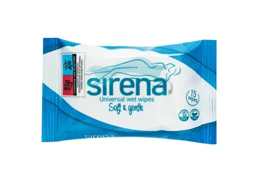 Drėgnos servetėlės SIRENA, 15 vnt.