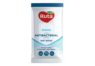 Drėgnosios antibakterinės servetėlės RŪTA su pantenol.,15vnt, 15 vnt.