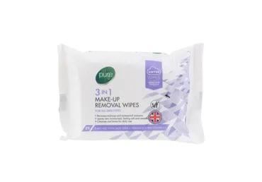 Drėgnosios servetėlės PURE 3-IN-1 (makiažui valyti), 25 vnt.