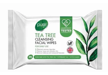 Drėgnosios veido servetėlės PURE TEA TREE, 1 vnt.