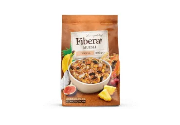 Dribsnių mišinys FIBERA su džiovintais vaisiais, 350 g