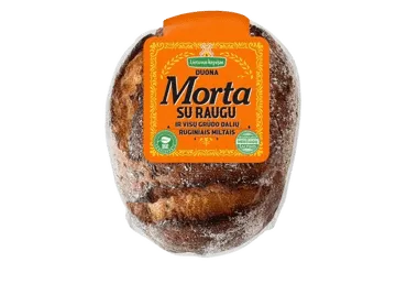 Duona su raugu ir visų grūdo dalių ruginiais miltais MORTA, 500 g