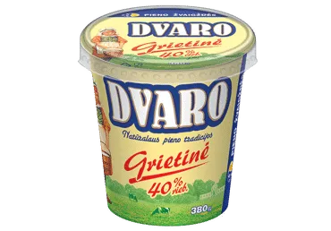 DVARO grietinė, 40 % rieb., 380 g