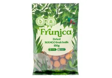 Džiovintų mangų rutuliukai be pridėtinio cukraus FRUNICA, 150 g
