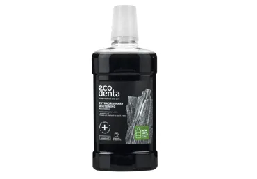 ECODENTA juodas balinamasis burnos skalavimo skystis su juodąją anglimi 500 ml