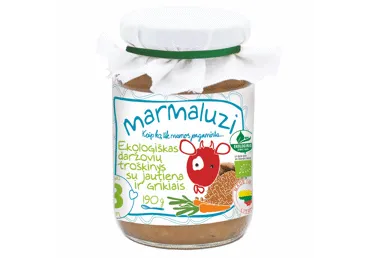 EKO daržovių trošk.MARMALUZI su jautiena, grikiais nuo 8mėn., 190 g