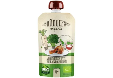 Biezenis RŪDOLFS BIO dārzeņi rīsi vista 6+ 110g