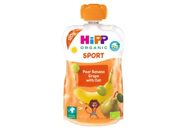 EKO kriaušių, bananų, vynuogių tyrelė HIPP su aviž.nuo 12mėn, 120 g
