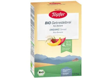 Eko. manų košė TOPFER su obuoliais, bananais, kūd. nuo 6 mėn., 175 g