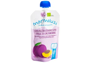 Ekol. džiov. slyvų tyrelė MARMALUZI su linų sėmen. (6+ mėn.), 90 g