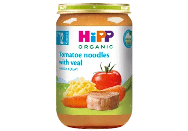 Ekol. makaronai HIPP pomid. padaže su veršiena, nuo 12 mėn., 220 g