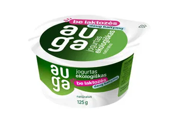 Ekologiškas natūralus jogurtas be laktozės AUGA, 4,3 % rieb., 125 g