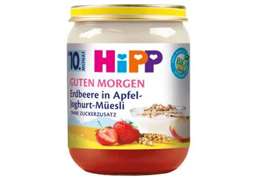 Ekol. ob., braškių tyrelė HIPP su jogurtu, grūdais, 10+ mėn., 160 g