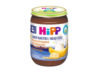 Ekol. pien. manų kruopų košė HIPP su bananais, nuo 4 mėn., 190 g
