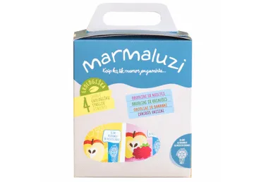 Ekol. vaisinių tyrelių MARMALUZI rinkinys Nr. 2 (nuo 6 mėn.), 360 g