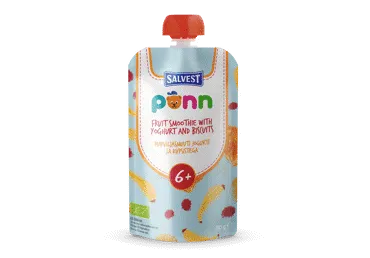 Ekol. vaisių ir jogurto tyrelė PONN su sausain., nuo 6 mėn., 110 g