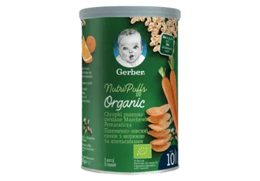 Ekol.aviž.trapučiai GERBER su morkomis ir apelsin. (10+mėn.), 35 g