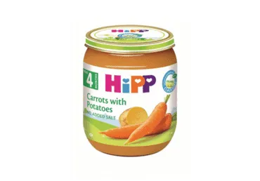 Ekologiš. ankstyvųjų morkų ir bulvių tyrelė HIPP, nuo 4 mėn., 125 g