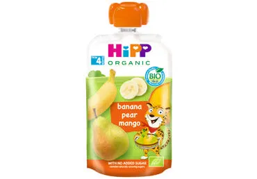 Ekologiška bananų, kriaušių ir mango tyrelė HIPP, nuo 4 mėn, 100 g
