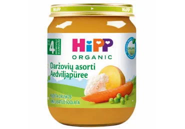 Ekologiška įvairių daržovių tyrelė HIPP (nuo 4 mėn.), 125 g