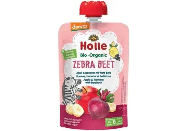 Ekologiška obuolių, bananų, burokėlių tyrelė HOLLE Zebra beet 6+ mėn., 100 g
