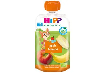 Ekologiška obuolių, bananų, aviečių tyrelė su grūdais HIPP (nuo 6 mėn.), 100 g