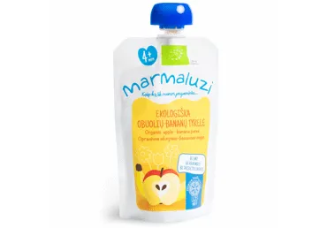 Ekologiška obuolių ir bananų tyrelė MARMALUZI (nuo 4 mėn), 90 g