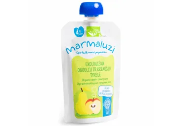 Ekologiška obuolių ir kriaušių tyrelė MARMALUZI (nuo 4 mėn.), 90 g