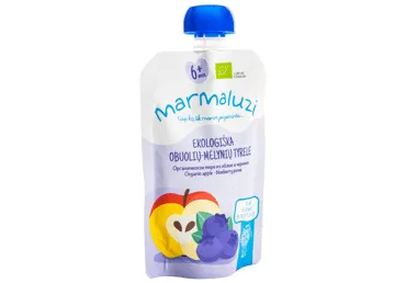 Ekologiška obuolių, mėlynių tyrelė MARMALUZI (nuo 6 mėn.), 90 g
