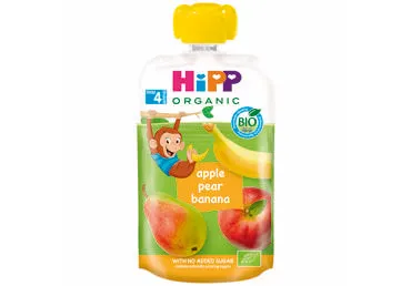 Ekologiška obuolių, kriaušių ir bananų tyrelė HIPP, nuo 4 mėn, 100 g
