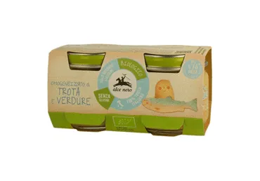 Ekologiška upėtakių ir daržovių tyrelė ALCE NERO (kūd. nuo 4 mėn.) 160 g.