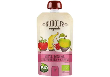 Ekologiška vaisių tyrelė su grietinėle RŪDOLFS, nuo 6 mėn, 110 g