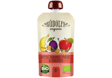 Ekologiška vaisių tyrelė su sausainiais RŪDOLFS, nuo 6 mėn, 110 g