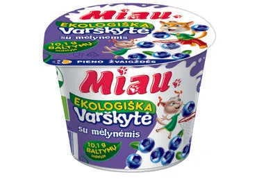 Ekologiška varškytė MIAU su mėlynėmis, 6,0 % riebumo, 100 g