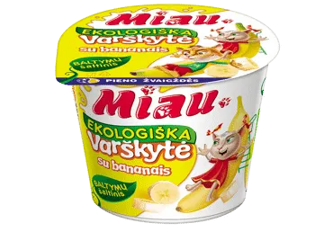 Ekologiška varškytė su bananais MIAU, 6 % rieb., 100 g