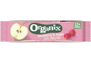 Ekologiškas avižų batonėlis su avietėmis ir obuoliais ORGANIX, 23 g