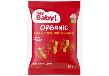 Ekologiškas avižų ir kukurūzų užkandis HEY BABY Sweet tomato, 35 g