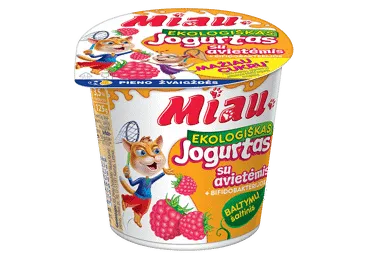 Ekologiškas jogurtas MIAU su avietėmis, 3,5 % rieb., 125 g