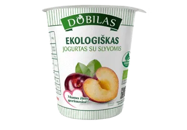 Ekologiškas jogurtas su slyvomis DOBILAS, 3,1 % rieb., 300 g
