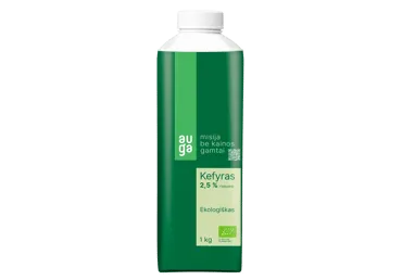 Ekologiškas kefyras AUGA, 2,5 % rieb., 1 l
