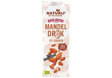 Ekologiškas migdolų gėrimas NATURLI' be pridėtų cukrų, 1 l